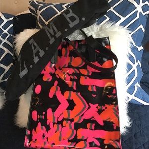L.A.M.B fabric tote bag with leather handles